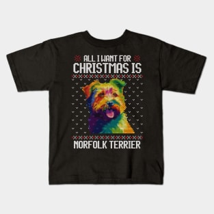 All I Want for Christmas is Norfolk Terrier - Christmas Gift for Dog Lover Kids T-Shirt